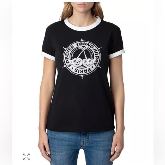 Zadig & Voltaire Walk Diamante Insignia Tee NWT - Picture 2 of 14